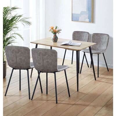 Hallowood Furniture - Dining Set - Oak finish - Small rectangular table - Grey faux leather chairs - Dining set Hallowood Furniture - Dining Set - Oak finish - Small rectangular table - Grey faux leather chairs - Dining set