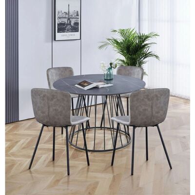 Hallowood Furniture - Round 120cm Grey Dining Table Set Hallowood Furniture - Round 120cm Grey Dining Table Set