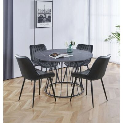 Hallowood Furniture - Cmt T101 Cha02blk4 - Grey Round Table Hallowood Furniture - Cmt T101 Cha02blk4 - Grey Round Table