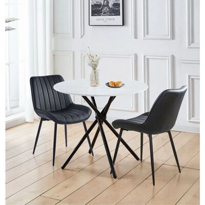 Hallowood Furniture - Dining Set - Round 90cm - Black Chairs Hallowood Furniture - Dining Set - Round 90cm - Black Chairs