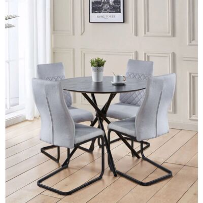 Hallowood Furniture - Round Black Table Set - Dining Set Hallowood Furniture - Round Black Table Set - Dining Set