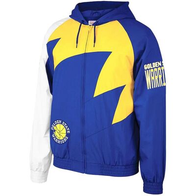 Mitchell & Ness Golden State Warriors Zip Up Blue Yellow Mens Jacket - 2XL Mitchell & Ness Golden State Warriors Zip Up Blue Yellow Mens Jacket - 2XL