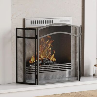 Milton - Arched Safety Guard - Black - 3 Panel - Fire Guard Milton - Arched Safety Guard - Black - 3 Panel - Fire Guard