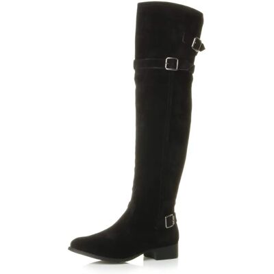 Ajvani Black Suede Over-the-Knee Winter Boots - Boots Ajvani Black Suede Over-the-Knee Winter Boots - Boots