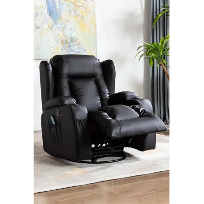 MORE4HOMES - CAESAR WINGED LEATHER RECLINER CHAIR - Black MORE4HOMES - CAESAR WINGED LEATHER RECLINER CHAIR - Black