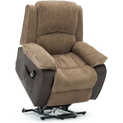 MORE4HOMES Brown Postana Jumbo Cord Fabric Rise Recliner - Recliner Armchair MORE4HOMES Brown Postana Jumbo Cord Fabric Rise Recliner - Recliner Armchair