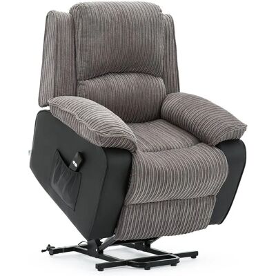 MORE4HOMES Grey Postana Jumbo Cord Fabric Rise Recliner Armchair - Reclining Chair MORE4HOMES Grey Postana Jumbo Cord Fabric Rise Recliner Armchair - Reclining Chair