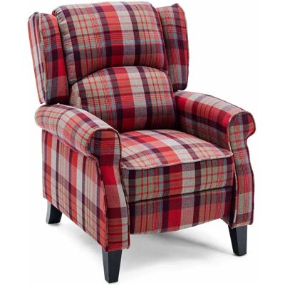 MORE4HOMES Red Eaton Wing Back Fireside Herringbone Fabric Recliner Armchair - Armchair MORE4HOMES Red Eaton Wing Back Fireside Herringbone Fabric Recliner Armchair - Armchair