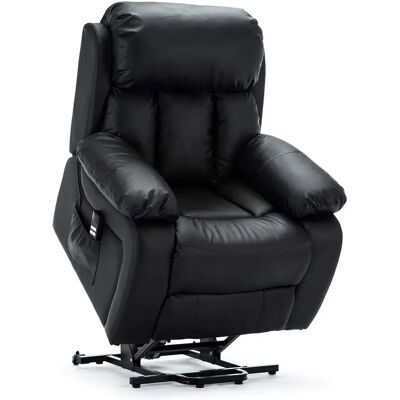MORE4HOMES Black Chester Electric Rise Heated Leather Massage Recliner - Recliner Chair MORE4HOMES Black Chester Electric Rise Heated Leather Massage Recliner - Recliner Chair