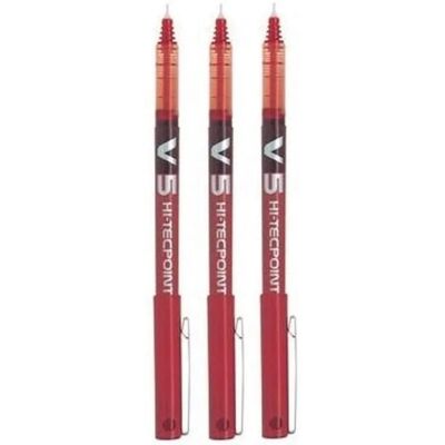 Pilot BX V5 Red - Fine Rollerball Pen - Pack of 3 Pilot BX V5 Red - Fine Rollerball Pen - Pack of 3