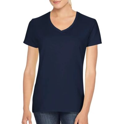 Gildan Ladies Soft Style Navy V-Neck T-Shirt - Short Sleeve - Women Gildan Ladies Soft Style Navy V-Neck T-Shirt - Short Sleeve - Women