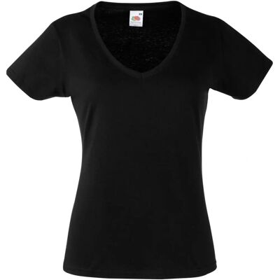 Fruit Of The Loom Lady-Fit V-Neck T-Shirt - Women’s Black XS Fruit Of The Loom Lady-Fit V-Neck T-Shirt - Women’s Black XS