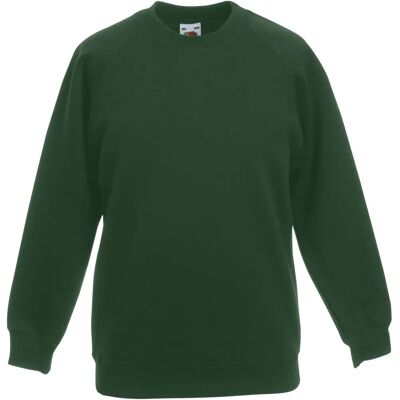 Fruit Of The Loom Childrens Unisex Raglan Sleeve Sweatshirt - Bottle Green Fruit Of The Loom Childrens Unisex Raglan Sleeve Sweatshirt - Bottle Green