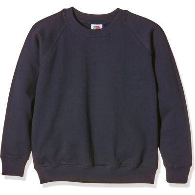 Fruit of the Loom Childrens Unisex Raglan Sleeve Sweatshirt - Deep Navy Fruit of the Loom Childrens Unisex Raglan Sleeve Sweatshirt - Deep Navy