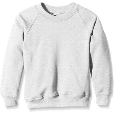 Fruit Of The Loom Childrens Unisex Raglan Sleeve Sweatshirt - Heather Grey - Sweatshirt Fruit Of The Loom Childrens Unisex Raglan Sleeve Sweatshirt - Heather Grey - Sweatshirt
