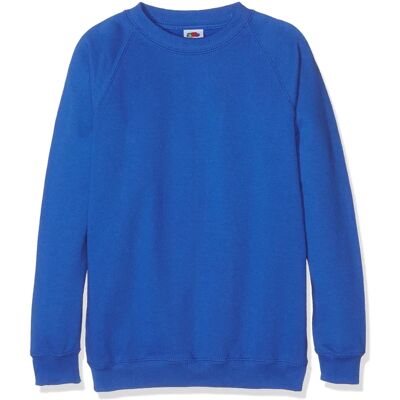 Fruit Of The Loom Royal Blue Kids Unisex Raglan Sweatshirt - 14-15y Fruit Of The Loom Royal Blue Kids Unisex Raglan Sweatshirt - 14-15y