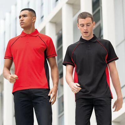Finden & Hales - Panel Performance Polo - Red/Black - Polo Shirt Finden & Hales - Panel Performance Polo - Red/Black - Polo Shirt