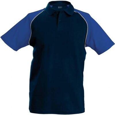 Kariban Navy/Light Grey/Royal Contrast Baseball Polo Shirt - Polo Shirt Kariban Navy/Light Grey/Royal Contrast Baseball Polo Shirt - Polo Shirt