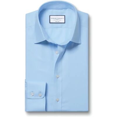Charles Tyrwhitt Sky Blue Men's Non-Iron Twill Cotton Formal Shirt XL Charles Tyrwhitt Sky Blue Men's Non-Iron Twill Cotton Formal Shirt XL