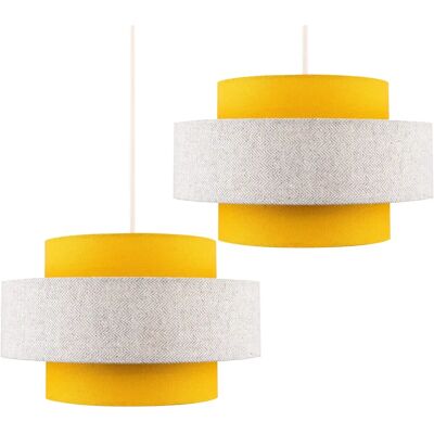 ValueLights - Modern Cylinder Mustard Grey Pendant Light Shades ValueLights - Modern Cylinder Mustard Grey Pendant Light Shades