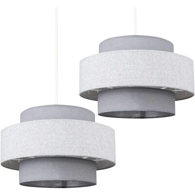 ValueLights Weaver 3 Tier Grey Ceiling Pendant Shades - Ceiling Pendant Shades ValueLights Weaver 3 Tier Grey Ceiling Pendant Shades - Ceiling Pendant Shades