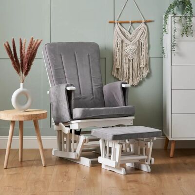 Obaby White Deluxe Reclining Glider Chair and Stool - Reclining Glider Chair Obaby White Deluxe Reclining Glider Chair and Stool - Reclining Glider Chair