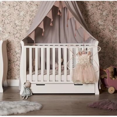 Obaby Stamford Mini Sleigh Cot Bed - White Obaby Stamford Mini Sleigh Cot Bed - White