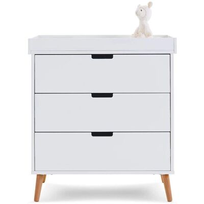 Obaby Maya Changing Unit - White/Natural - Scandinavian-inspired, removable changing area, 3 drawers Obaby Maya Changing Unit - White/Natural - Scandinavian-inspired, removable changing area, 3 drawers