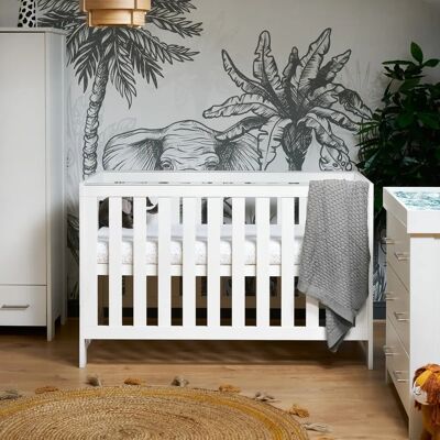 Obaby Nika Cot Bed - White Wash - Modern Nursery Furniture Obaby Nika Cot Bed - White Wash - Modern Nursery Furniture