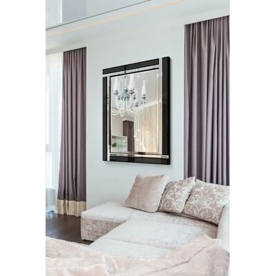 MirrorOutlet Aston Black Double Bevelled Wall Mirror - 70x100cm MirrorOutlet Aston Black Double Bevelled Wall Mirror - 70x100cm
