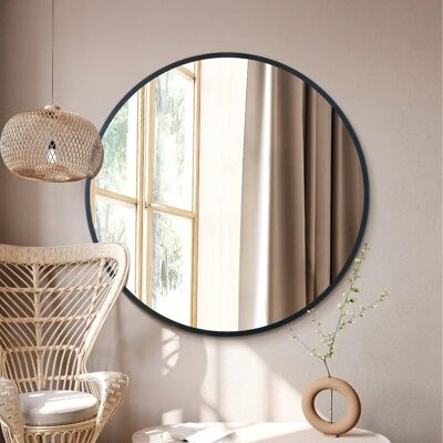 Fenestra Black Round Wall Mirror - 120x120cm - Modern Fenestra Black Round Wall Mirror - 120x120cm - Modern