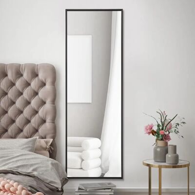 Mirroroutlet Large Black Edged Aluminium Wall Leaner Mirror - 47"X16" Mirroroutlet Large Black Edged Aluminium Wall Leaner Mirror - 47"X16"