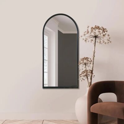 Mirroroutlet Großer Schwarzer Metallrahmen Bogen Wandspiegel - 47" X 23.5" - Wandspiegel Mirroroutlet Großer Schwarzer Metallrahmen Bogen Wandspiegel - 47" X 23.5" - Wandspiegel