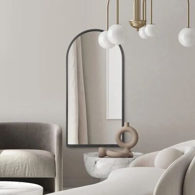 Mirroroutlet Arcus Black Metal Arched Wall Mirror - 63" x 31" Mirroroutlet Arcus Black Metal Arched Wall Mirror - 63" x 31"