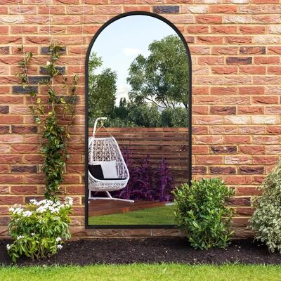 Arcus Large Black Arched Garden Mirror - 63"X31" Arcus Large Black Arched Garden Mirror - 63"X31"