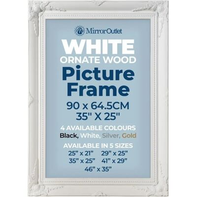 Mirroroutlet Antiquitus Large White Ornate Photo Frame - 35"X25" Mirroroutlet Antiquitus Large White Ornate Photo Frame - 35"X25"