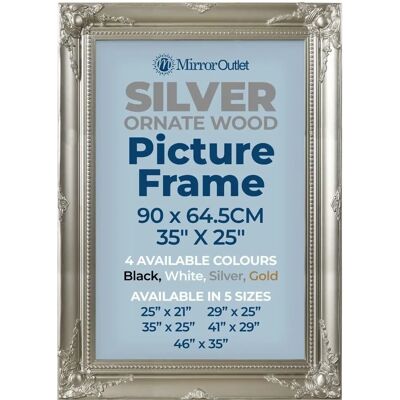 Mirroroutlet The Antiquitus - Silver Ornate Photo Frame - 35"X25" Mirroroutlet The Antiquitus - Silver Ornate Photo Frame - 35"X25"