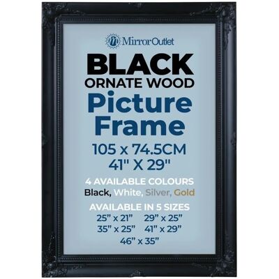 Mirroroutlet Antiquitus Large Black Ornate Photo Frame - 41" X 29" - Picture Frame Mirroroutlet Antiquitus Large Black Ornate Photo Frame - 41" X 29" - Picture Frame