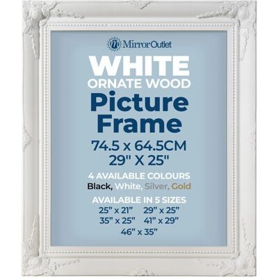 Mirroroutlet Antiquitus Large White Ornate Photo Frame - 29" X 25" Mirroroutlet Antiquitus Large White Ornate Photo Frame - 29" X 25"