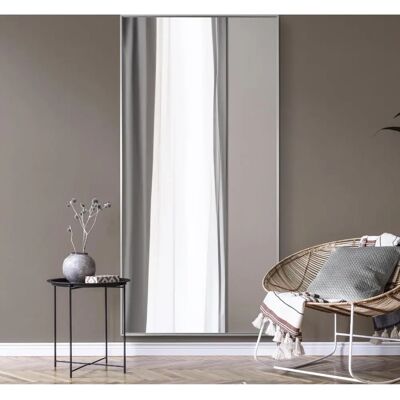 Mirroroutlet Artus Silver Aluminium Wall Mirror - Modern 79x39" Mirroroutlet Artus Silver Aluminium Wall Mirror - Modern 79x39"