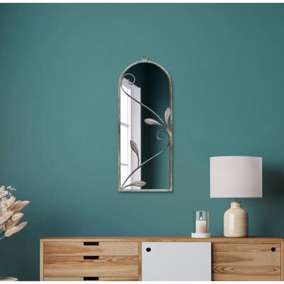 Mirroroutlet Large Concrete Colour Framed Arched Wall Mirror - 25"X9" Mirroroutlet Large Concrete Colour Framed Arched Wall Mirror - 25"X9"