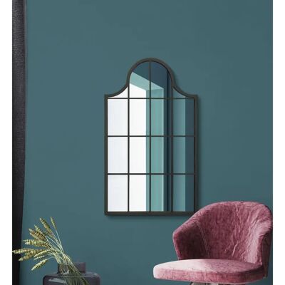 Mirroroutlet Arcus Black Metal Framed Arched Wall Mirror - 41" X 24" Mirroroutlet Arcus Black Metal Framed Arched Wall Mirror - 41" X 24"