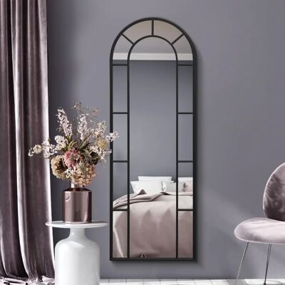 Black Arcus Wall Mirror - 67" x 24" Modern Arched Design Black Arcus Wall Mirror - 67" x 24" Modern Arched Design