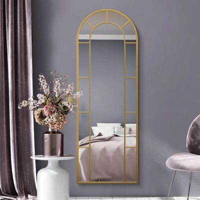 Mirroroutlet Arcus Large Gold Framed Arched Wall Mirror - 67" x 24" Mirroroutlet Arcus Large Gold Framed Arched Wall Mirror - 67" x 24"