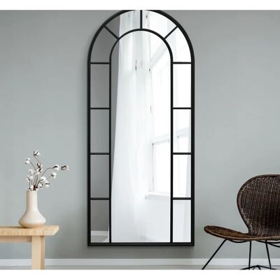 Mirroroutlet Arcus Large Black Framed Arched Wall Mirror - 75" X 33" Mirroroutlet Arcus Large Black Framed Arched Wall Mirror - 75" X 33"