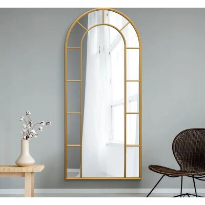 Mirroroutlet Arcus Large Gold Framed Arched Wall Mirror - 75" X 33" Mirroroutlet Arcus Large Gold Framed Arched Wall Mirror - 75" X 33"