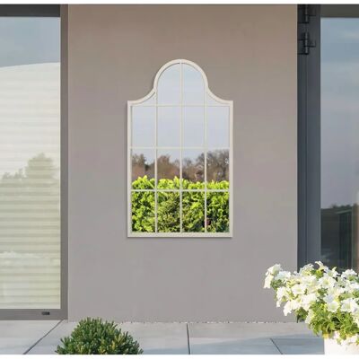 Arcus Large White Metal Arched Garden Mirror - 41" x 24" Arcus Large White Metal Arched Garden Mirror - 41" x 24"