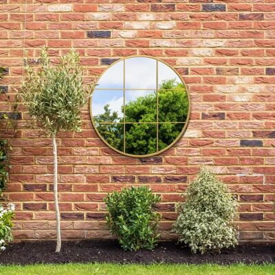 GOLD Round Garden Mirror - 80x80cm - Wall Mount GOLD Round Garden Mirror - 80x80cm - Wall Mount