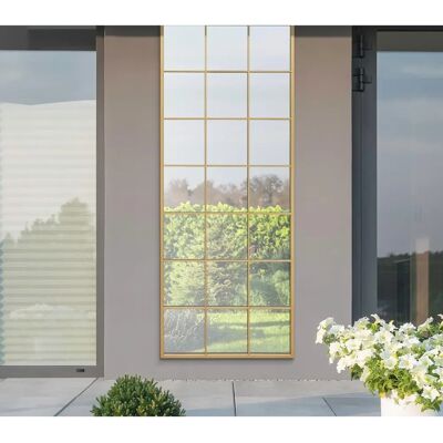 Genestra Extra Large Gold Window Garden Mirror - 79" X 31" - Modern Large Garden Wall Mirror Genestra Extra Large Gold Window Garden Mirror - 79" X 31" - Modern Large Garden Wall Mirror