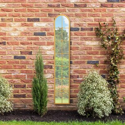 Arcus Gold Arched Garden Mirror - 67" x 12" Large Modern Arcus Gold Arched Garden Mirror - 67" x 12" Large Modern